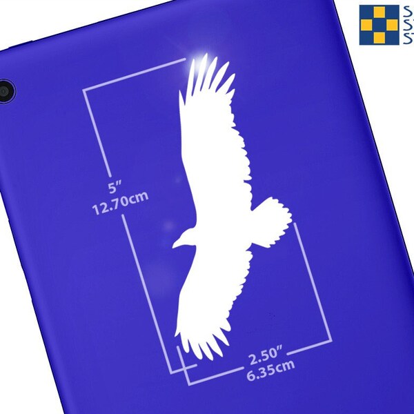 Raven Decal, Crow Laptop Sticker, Flying Corvid Bird Car Window Transfer / 5"h x 2.50"w - #1267