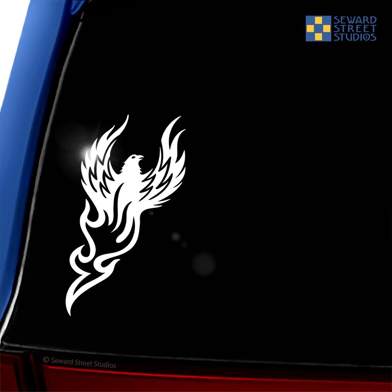Phoenix Vinyl Decal Flaming Fire Bird Window Sticker Etsy