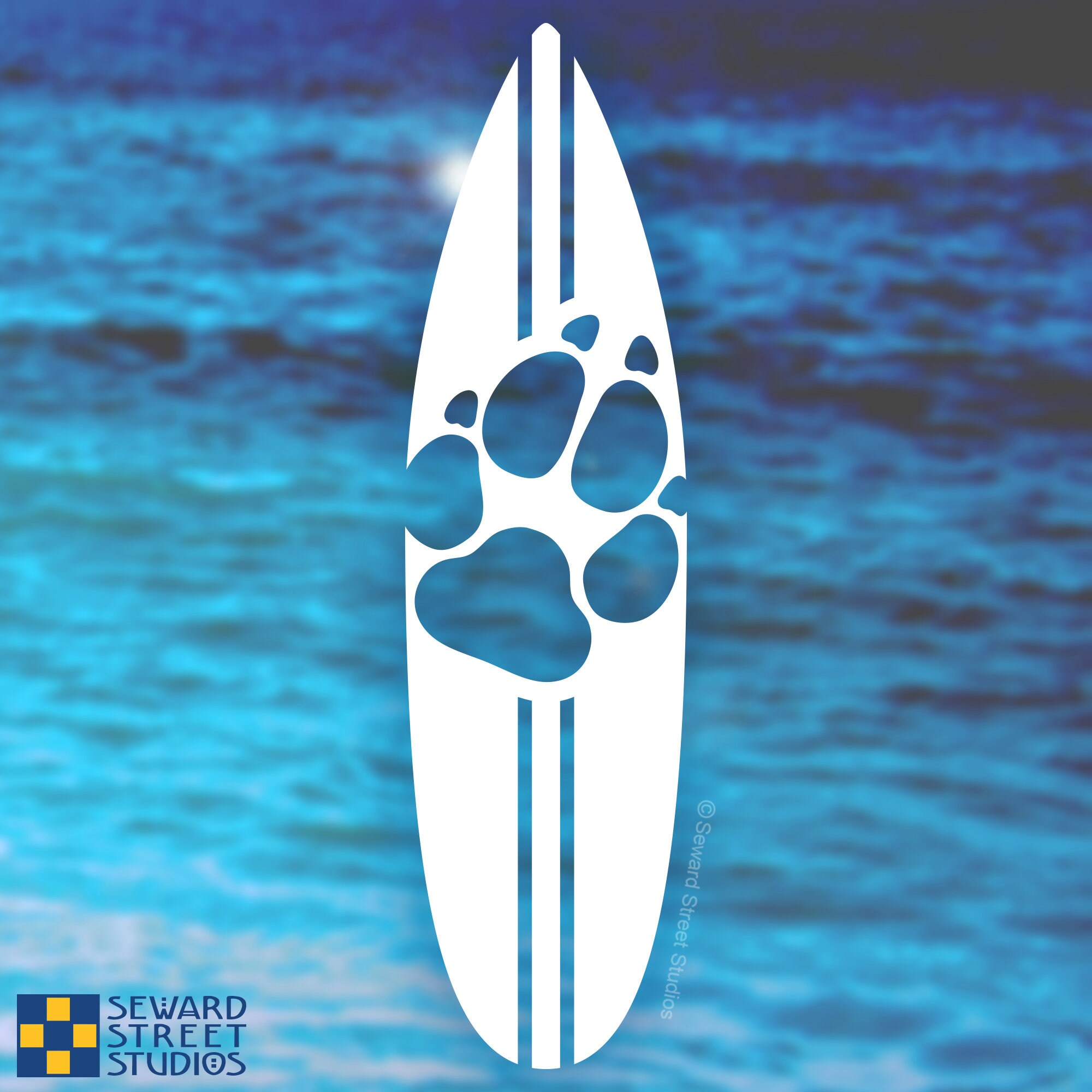 Surfboard Dog Print Decal Surfing Pet Canine Mascot Sticker Etsy