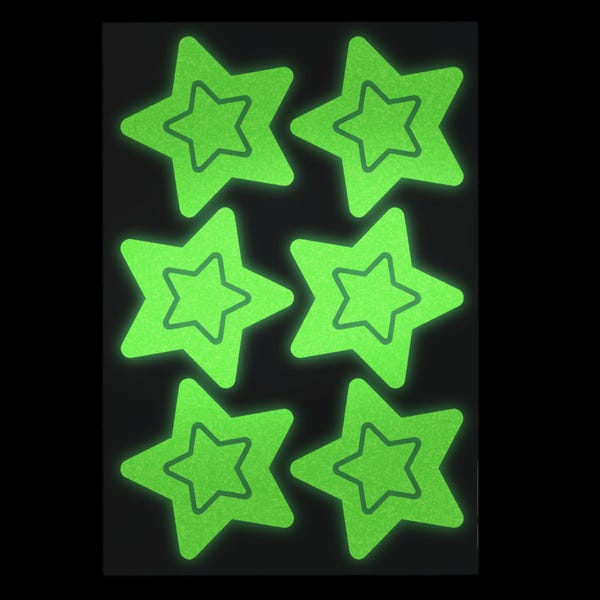 Green Stars Reflective Decals Set, Stars Motorcycle Helmet Stickers Kit, Star Bike Frame Reflector Vinyl Transfers / #694R-GN