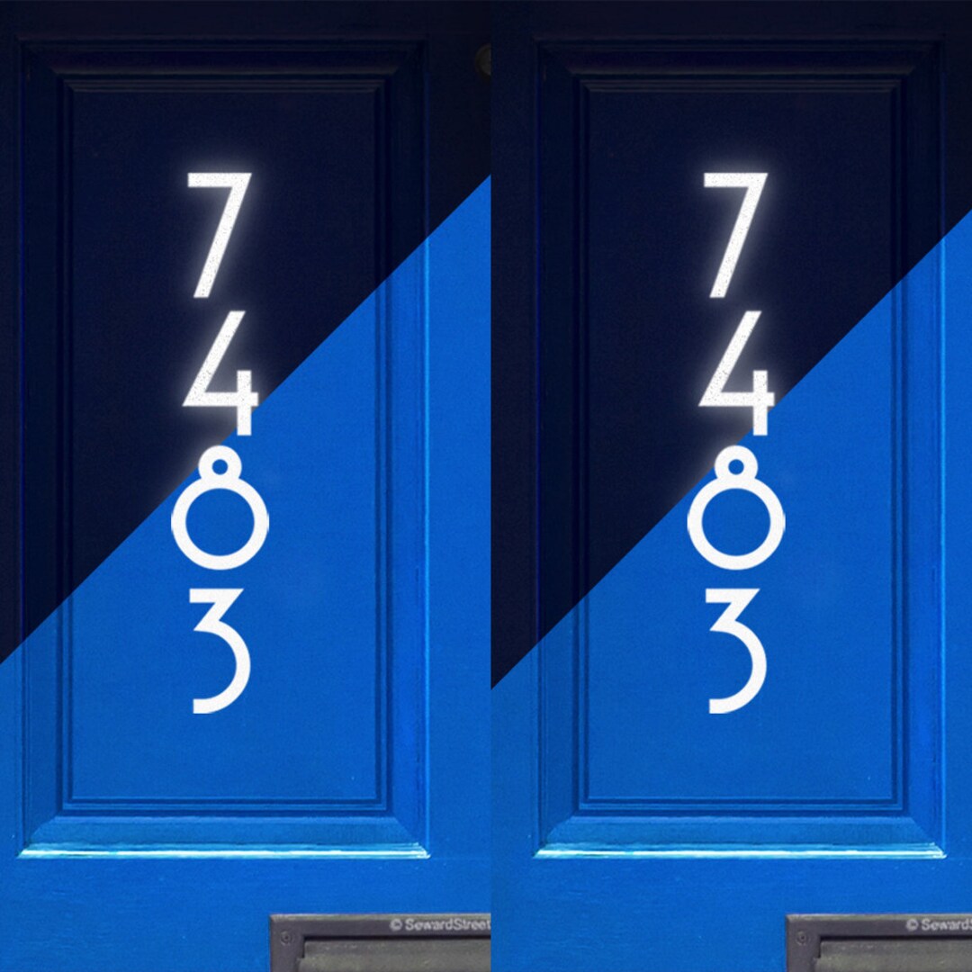 Large 13.50 2pc Vertical Reflective Mailbox Numbers Etsy UK