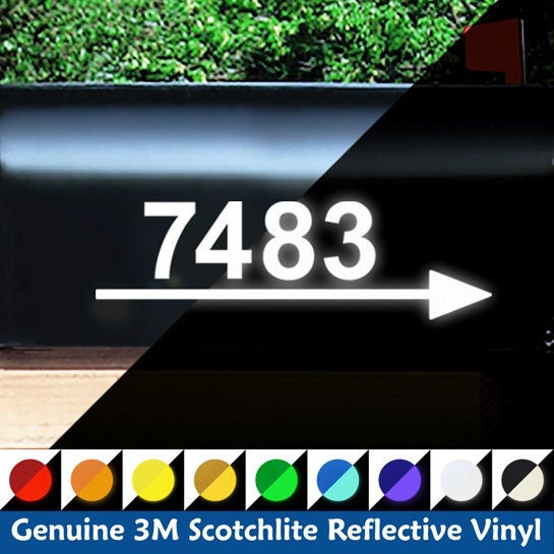 Reflective Mailbox Address Decal, Outdoor Arrow Custom Number Sticker