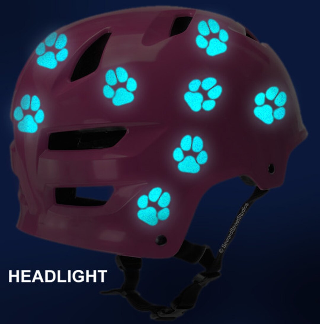 Dog Print Reflective Decals, 15 Dog Tracks Motorcycle Helmet Stickers Set, Wolf Paws Bicycle