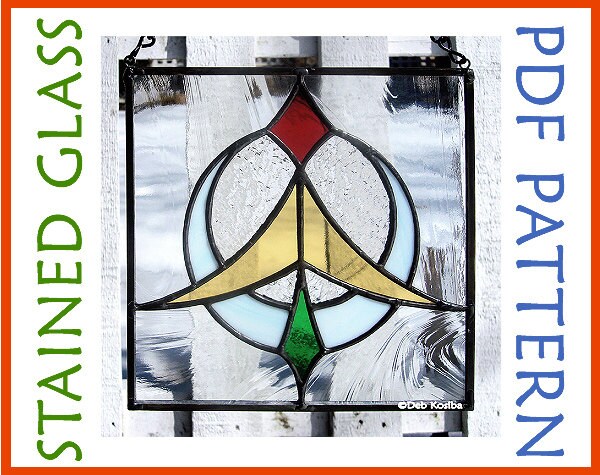 Easy Moon And Bird Stained Glass Pattern Art Deco Suncatcher Etsy