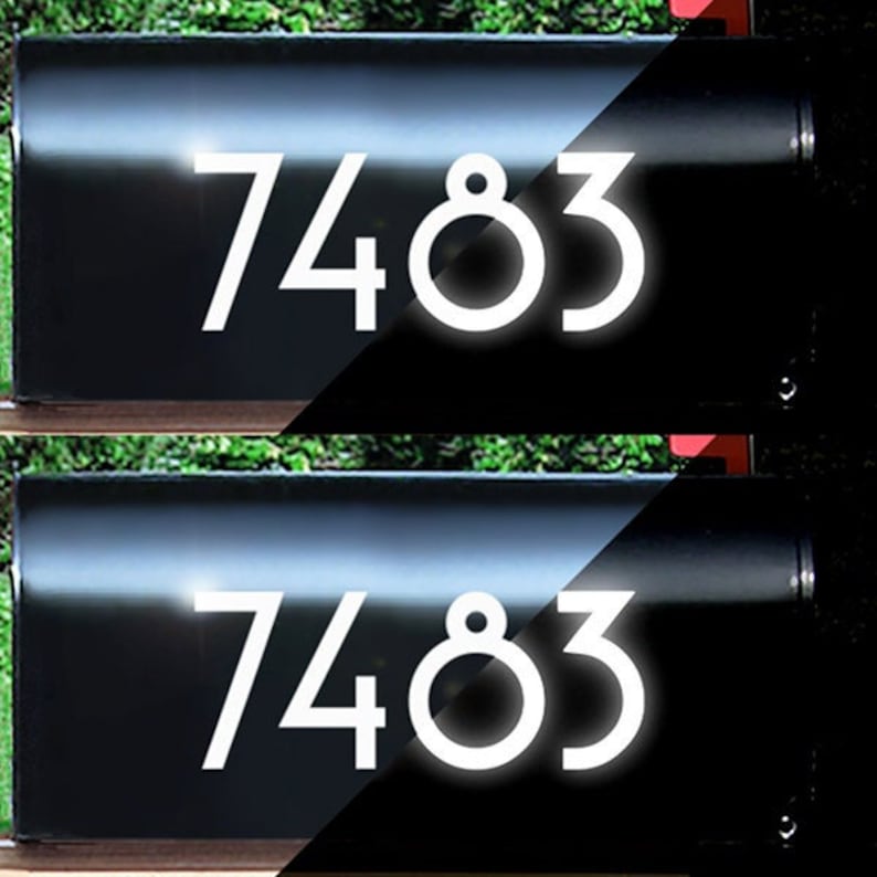 Set of 2 Reflective Mailbox Decals, Up to 4" High Custom Address Number Stickers Kit, Personalized House Numbers Transfers / #1229R-Set image 1