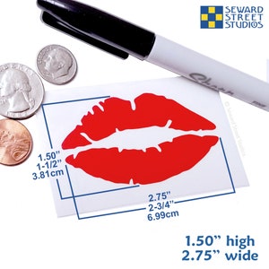 May include: Red lips decal sticker, 1.50 inches high and 2.75 inches wide.