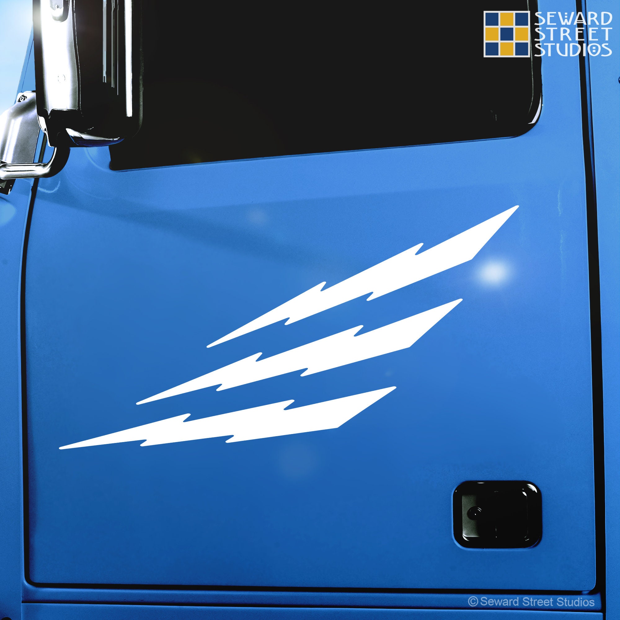 6 Lightning Bolts Reflective Decal Set, Six Lightning Reflector ...