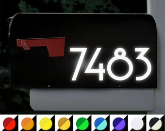 Reflective Mailbox Numbers Decal, Up to 4" High Custom Address Sticker, Personalized Reflective House Numbers Transfer Sheet / #1229R-SN