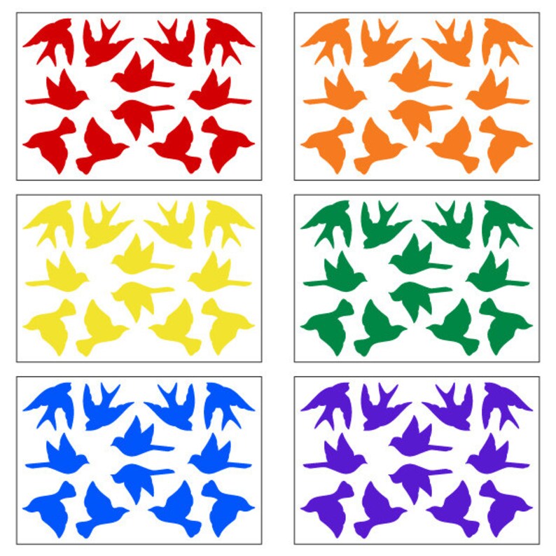 Reflector Flock Motorcycle Decal Kit Bike Helmet Bird Decal Kit #802R Flying Birds Helmet Sticker Kit Reflective Bird Decals