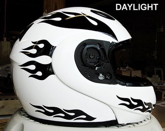 Flames Vinyl Decals – 2-Pack Motorcycle Helmet Fire Stickers (S4S F13)