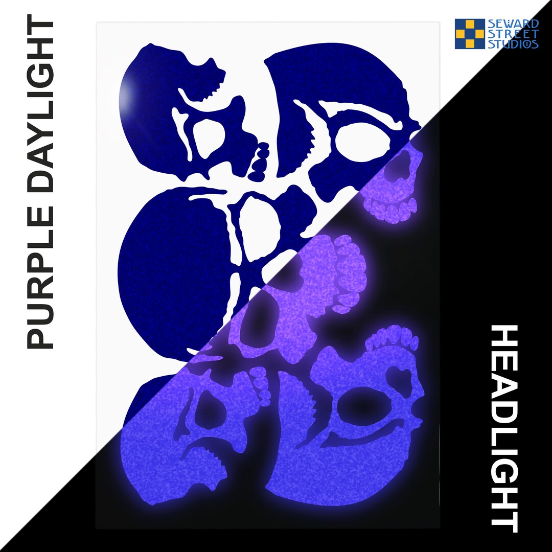 Purple Five Skulls Reflective Decal Set, 5 Skulls Motorcycle Helmet ...