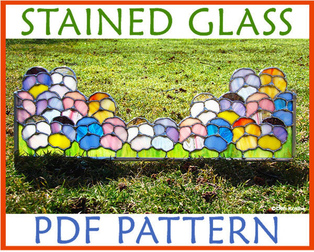 Pansies Stained Glass Pattern, 22 Flowers Pattern PDF, Pansies Panel