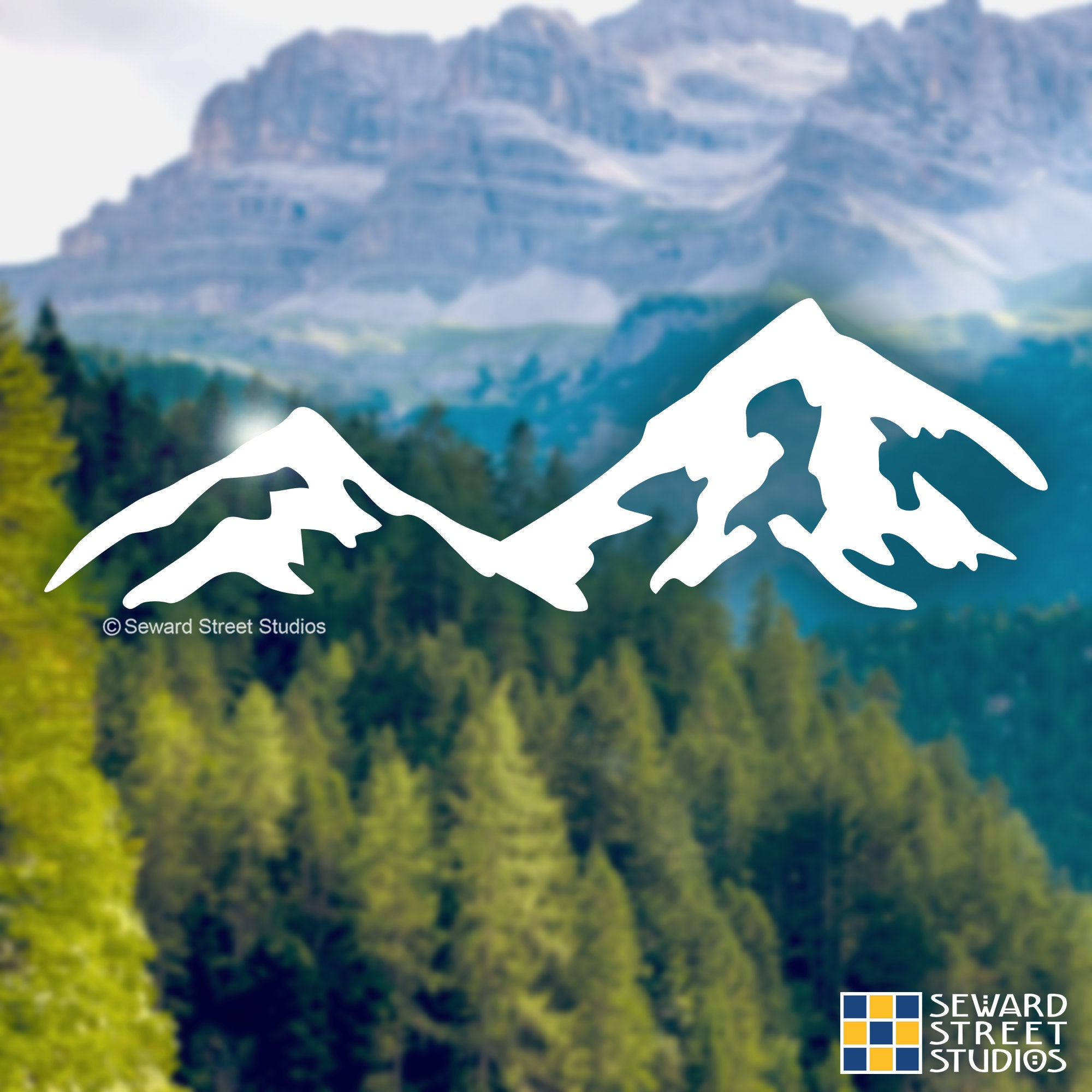 Mountain Range Vinyl Decal, Adventure Exploration Laptop Tablet Sticker ...