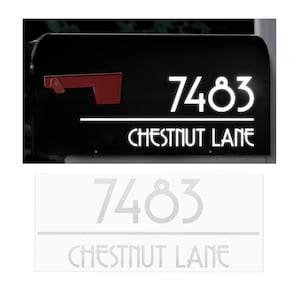 Reflective Mailbox Address Decal, Personalized Street Name Sticker, Custom House Numbers, New Home Gift / 4" h x 10" w - #1274R