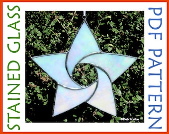 Easy Stained Glass Star Pattern / 5 Point Star Suncatcher PDF / Christmas Star Stain Glass Pattern