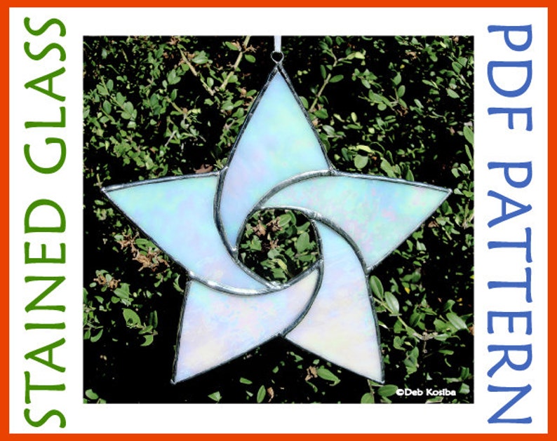 Easy Stained Glass Star Pattern / 5 Point Star Suncatcher PDF / Christmas Star Stain Glass Pattern image 1