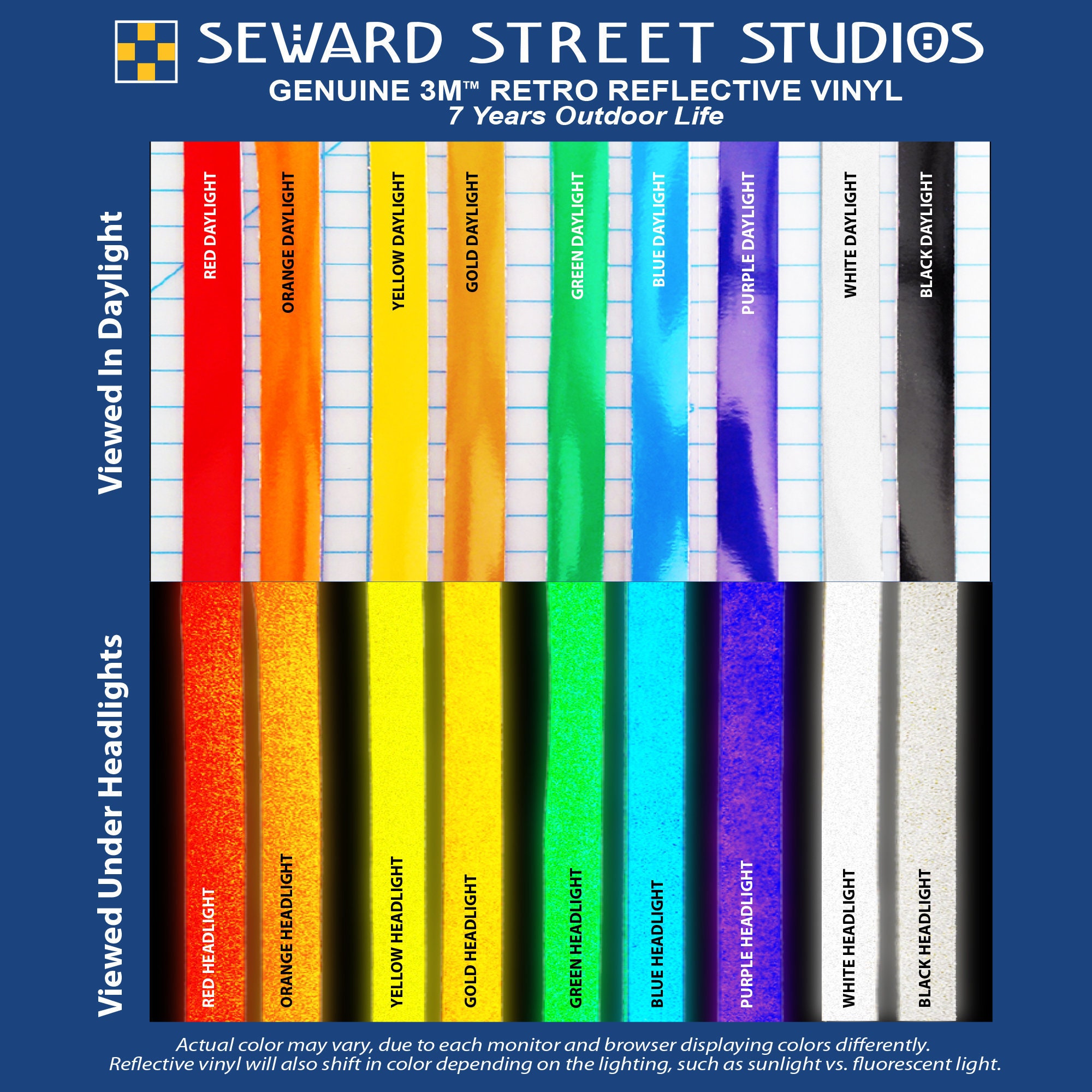 Yellow Reflective Full Moon Vinyl Decal - Seward Street Studios