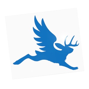 Winged Jackalope Vinyl Decal, Flying Wolpertinger German Folklore Rabbit, Americana Antler Hare Laptop Transfer  - #1123