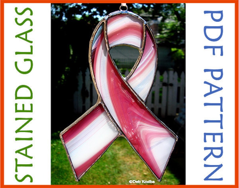 Easy Awareness Ribbon Stained Glass Digital Pattern / Easy Stained Glass Pattern Awareness Ribbon / Awareness Ribbon Stain Glass Pattern PDF image 1
