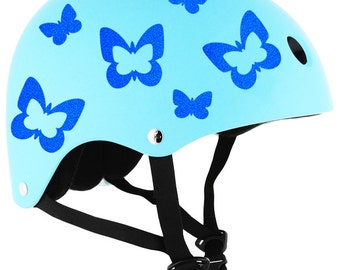 Reflective Butterflies Decal Set, 12 Butterfly Bike Helmet Sticker Kit, Cute Bugs Reflector Safety Vinyl Transfers / #700R