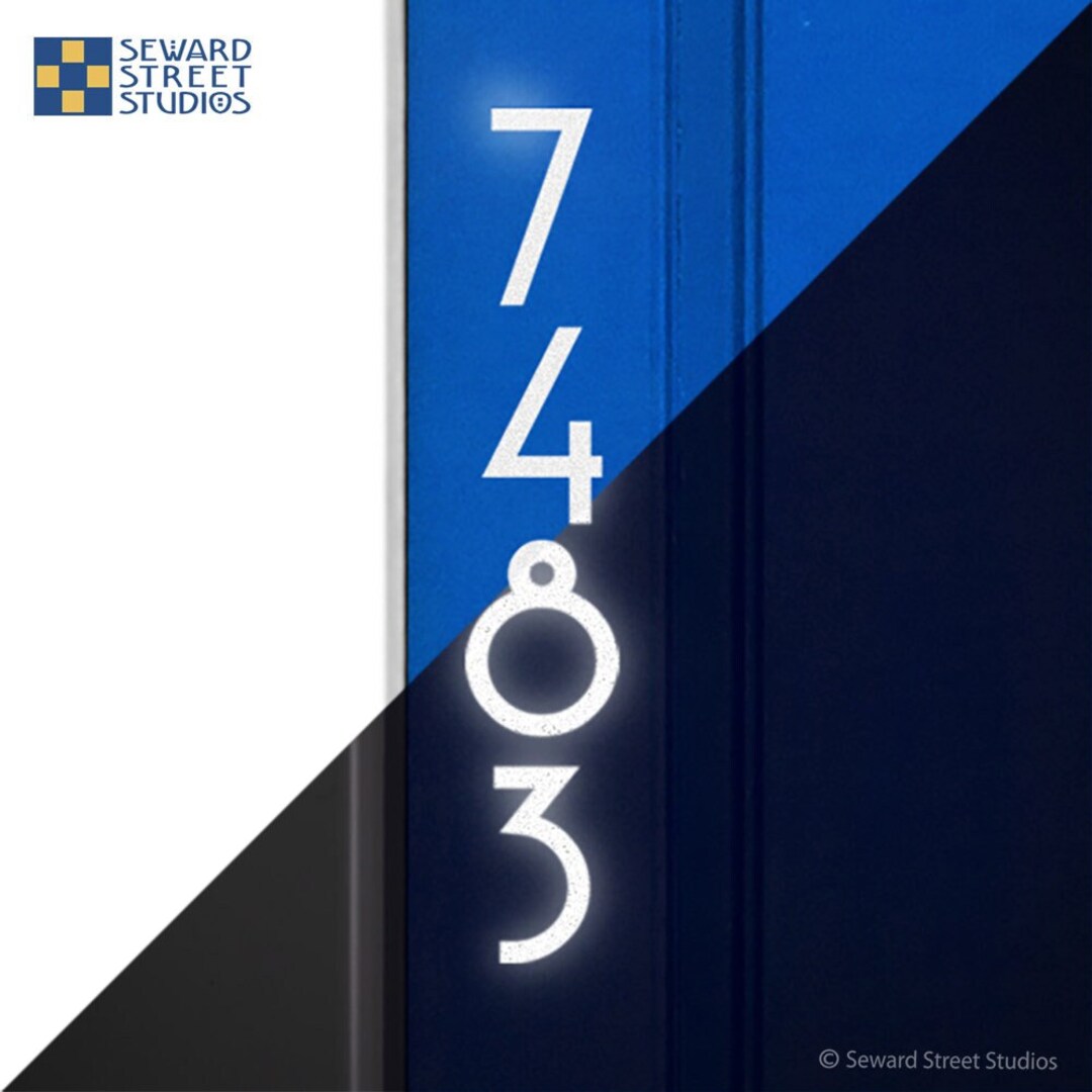 Vertical 10.50" High Reflective Mailbox Numbers Decal, Custom Address ...