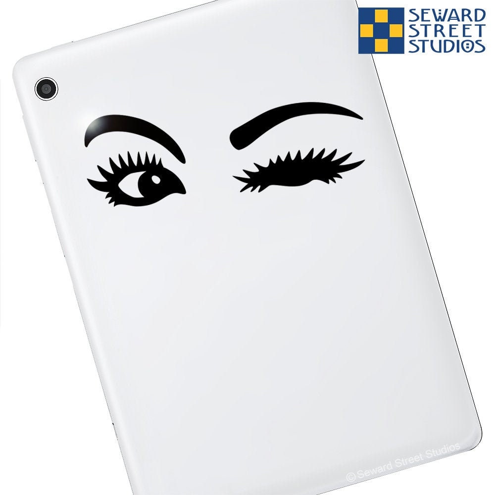 FREE P/&P! WINKING EYE Lashes Vinyl Wall Art Decal Sticker Decal Various Colors