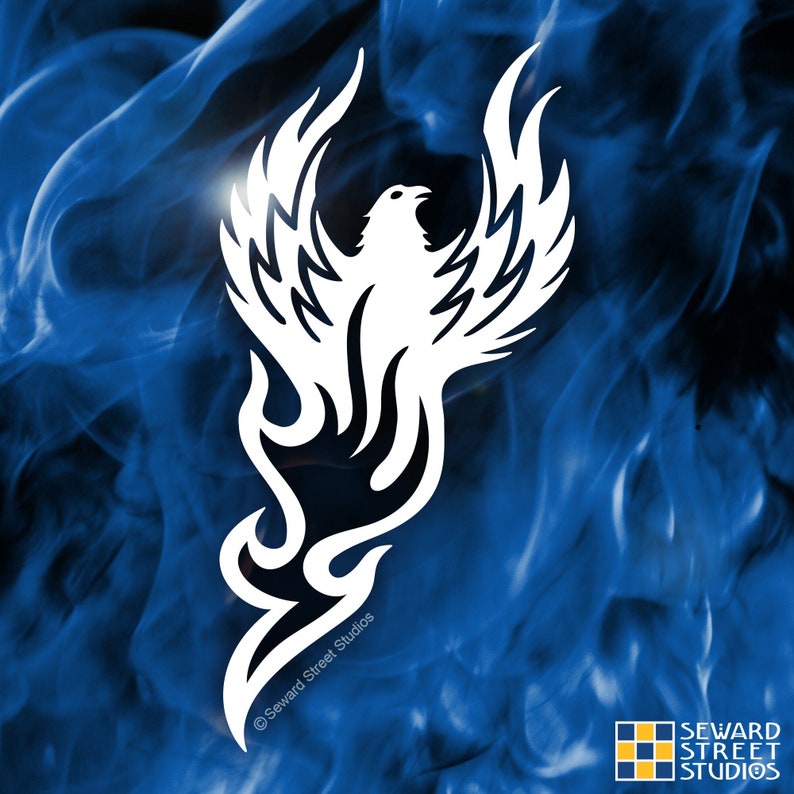 Phoenix Vinyl Decal Flaming Fire Bird Window Sticker Etsy