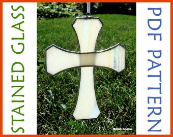 Easy Stained Glass Pattern 2 Piece Christmas Cross Suncatcher PDF