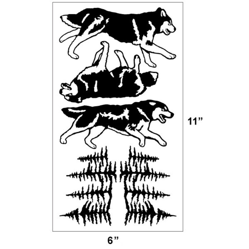 Running Wolf Sticker Running Wolves Decal Set, Forest Trees Huskies Truck Window Sticker Kit ...