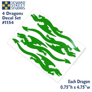 Flying Dragons Vinyl Decal Set, Dragon bike Frame Stickers Kit, Skinny Dragons Car Window Transfers / #1154