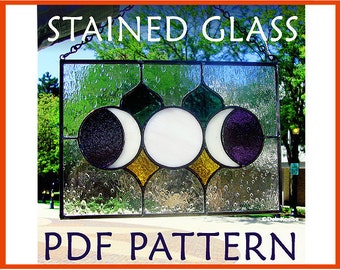 Easy Triple Moon Stained Glass Pattern / Stain Glass Moon Phase PDF / Goddess Suncatcher Panel Pattern