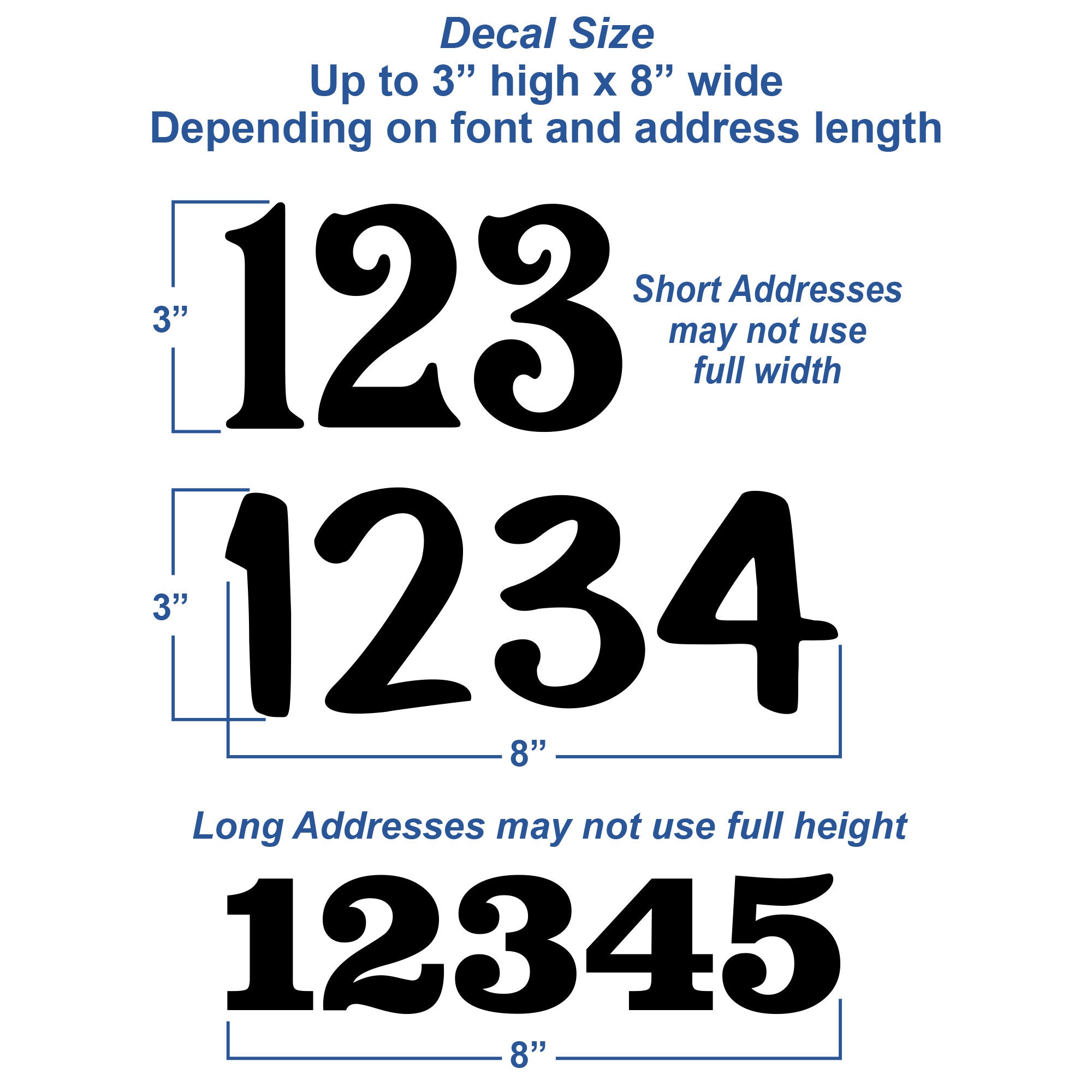 Set of 2 Mailbox Numbers Decals, up to 3