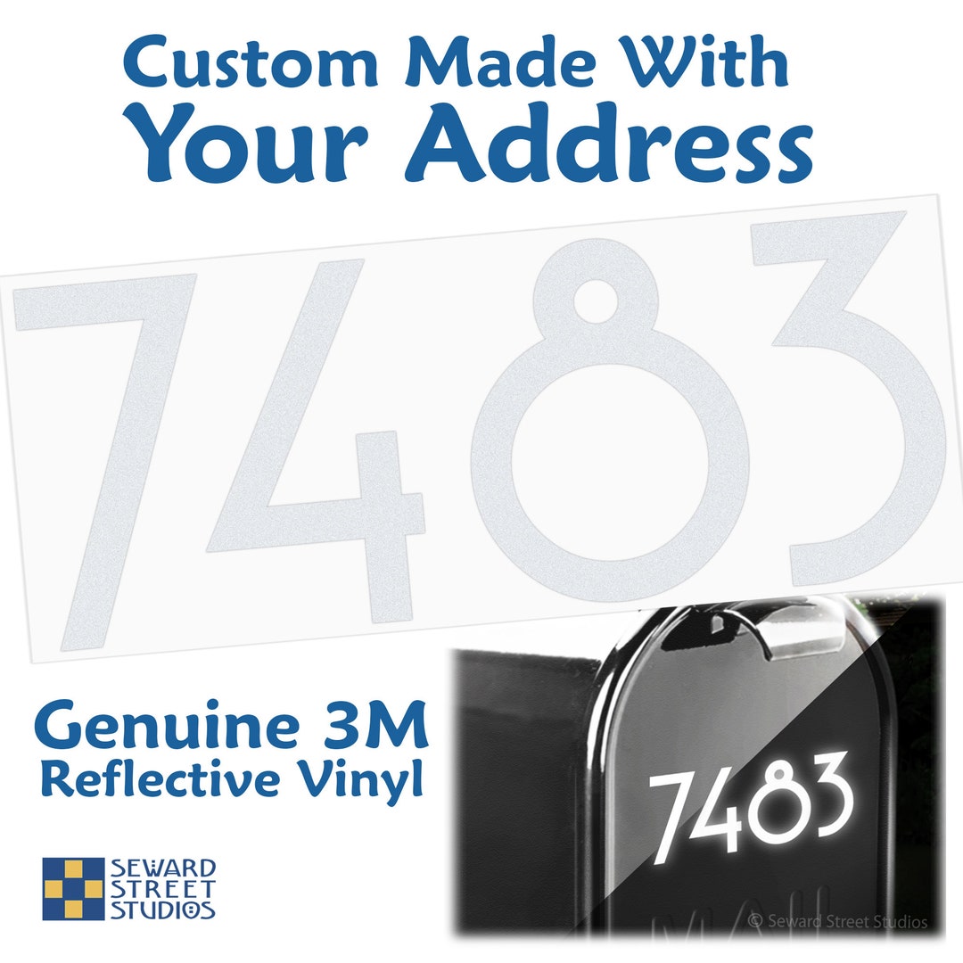 Set of 2 Reflective Mailbox Numbers Decals up to 2 High Etsy