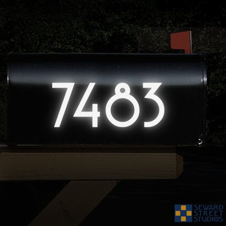 Set of 2 Reflective Mailbox Decals, Up to 4" High Custom Address Number Stickers Kit, Personalized House Numbers Transfers / #1229R-Set image 2