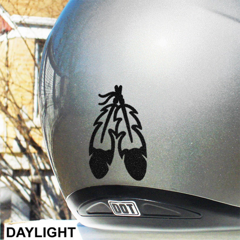 Eagle Feathers Reflective Decal, Two Feathers Bike Reflector Sticker, Bird Feathers Motorcycle Helmet Transfer / 2.50h x 1.50w 472R image 1