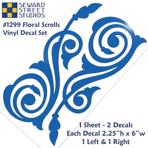 Set of 2 Floral Scroll Decals, Vine Scrolls Ornament Helmet Kit, 3M Reflective Transfers, Holographic Glitter Motorcycle Stickers / #1299