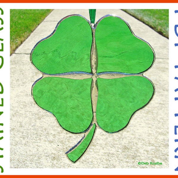 Easy Clover Stained Glass Pattern, Clover Suncatcher Pattern PDF, Clover Stain Glass Craft Pattern, 4 Leaf Clover Digital Download PDF