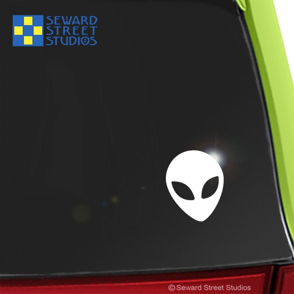 Alien Head Decal, Martian Visitor LGM Laptop Sticker, Extraterrestrial ...