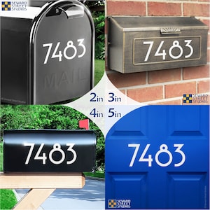 Art Deco Mailbox Numbers - Vinyl Sticker - 1-10 tall - Modern Contemporary  - Home Business Address - Die Cut