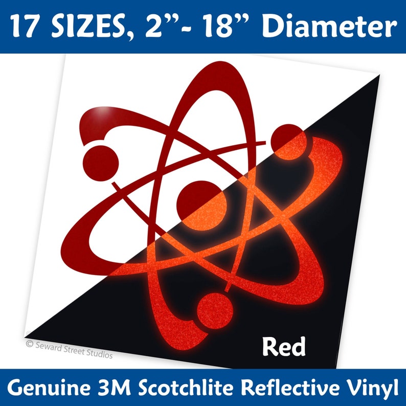 Labelle Rd Atom Red Atom Symbol Reflective Decal, Atomic Motorcycle Helmet Reflector ...