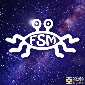 Flying Spaghetti Monster Decal, Flying Spaghetti Monster Sticker, FSM Laptop Sticker, Pastafarian Car Decal / 2.50&quot;h x 4.75&quot;w - #805