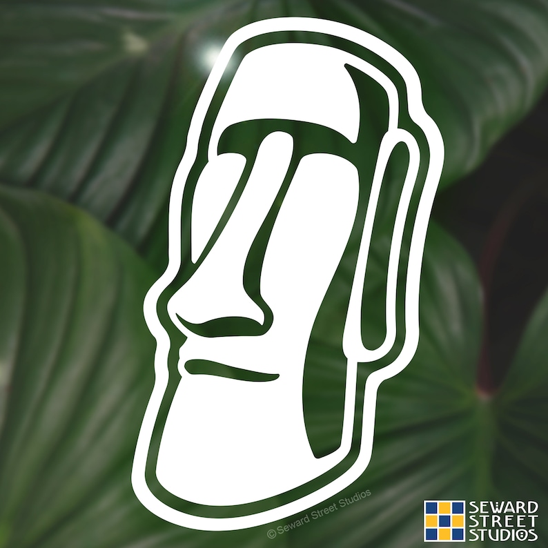 Moai Head Decal Tiki Head Tablet Transfer 5.75h x 3.50w California Kitch Car Decal #1215 Easter Island Face Laptop Sticker