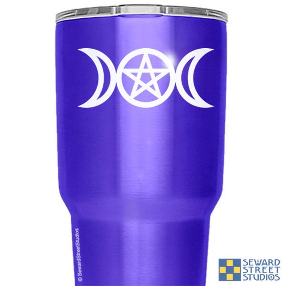 Triple Moon Decal, Wicca Goddess Cycle Car Window Sticker, Pagan Spiritual Trinity Phases Tumbler Transfer / 1.25"h x 3"w - #220