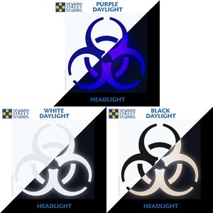 Biohazard Symbol Reflective Decal, Biohazard Helmet Sticker, Biohazard Symbol Motorcycle Transfer, Bio Hazard Icon / 2"h x 1.75"w - #077R image 8