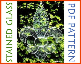 Easy Fleur de lis Stained Glass Pattern, Simple Stain Glass Pattern Digital Download, French Lily Flower Craft Pattern PDF