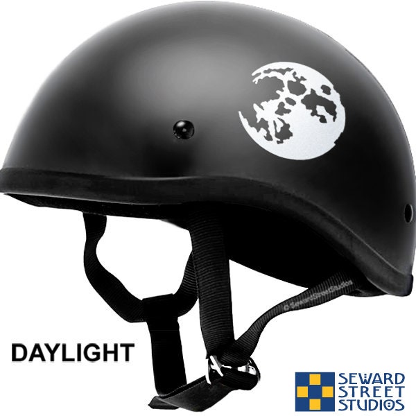 Full Moon Reflective Decal, Moon Bike Helmet Sticker, Full Moon Motorcycle Decal, Luna Bicycle Decal, Moon Transfer / 2"h x 2"w - #099R