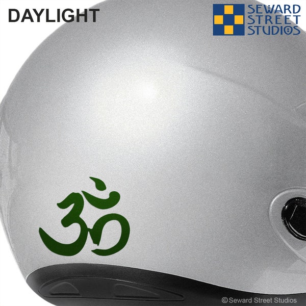 Om Symbol Reflective Decal, Ohm Motorcycle Helmet Reflector Sticker, Aum Bike Transfer / 2"w x 1.75"h - #898R