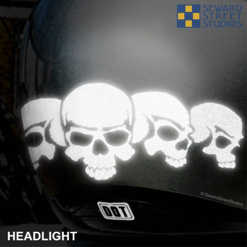 Five Skulls Reflective Decal Set 5 Skulls Motorcycle Helmet Etsy