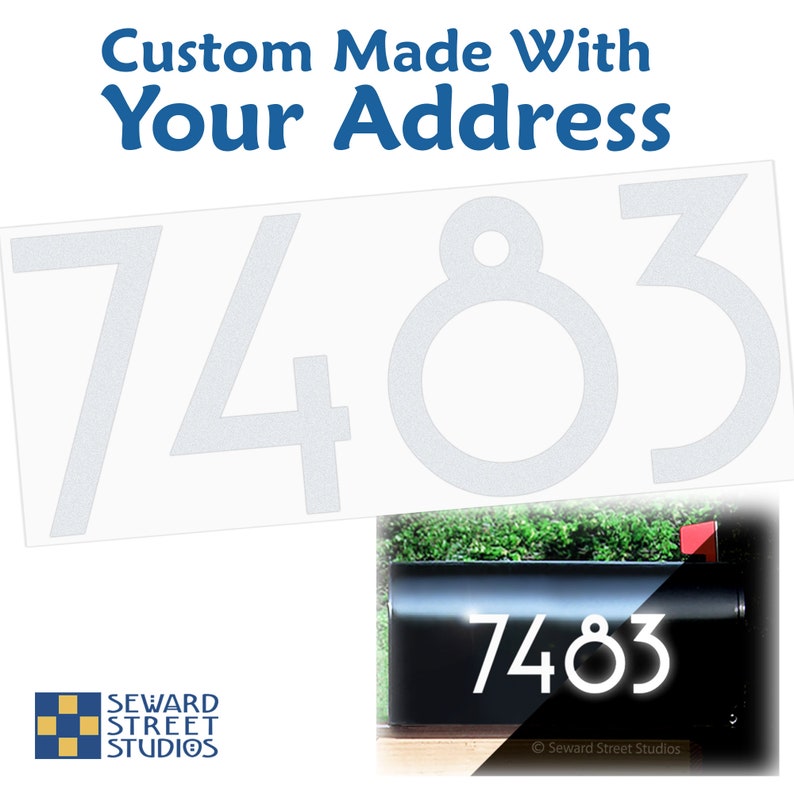 Set of 2 Reflective Mailbox Decals, Up to 4" High Custom Address Number Stickers Kit, Personalized House Numbers Transfers / #1229R-Set image 4