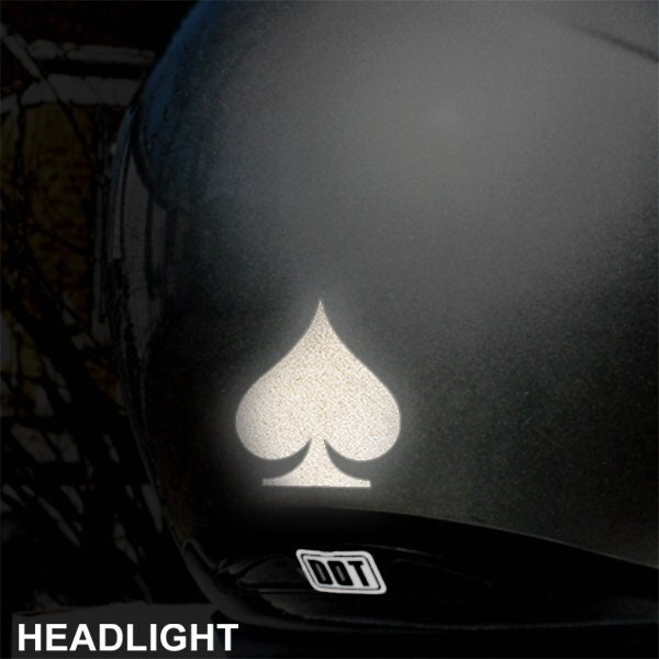 Spade Reflective Decal, Spade Helmet Sticker, Spade Motorcycle Sticker, Spade Bike Helmet Decal, Spade Bike Transfer / 2"h X 1.75"w - #522R - Etsy Spade Reflective Decal, Spade Helmet Sticker, Spade Motorcycle Sticker, Spade Bike Helmet Decal, Spade Bike Transfer / 2"h X 1.75"w - #522R - Etsy